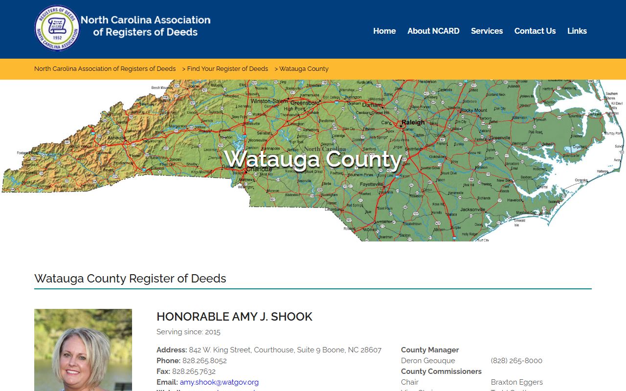Watauga County Clerk records and NCARD Register of Deeds profile