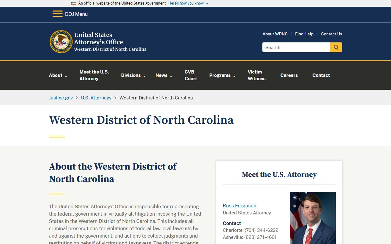 Watauga County court dockets U.S. Attorney Western District of North Carolina