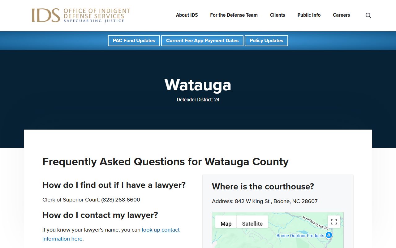 Watauga County criminal court records NCIDS defense information
