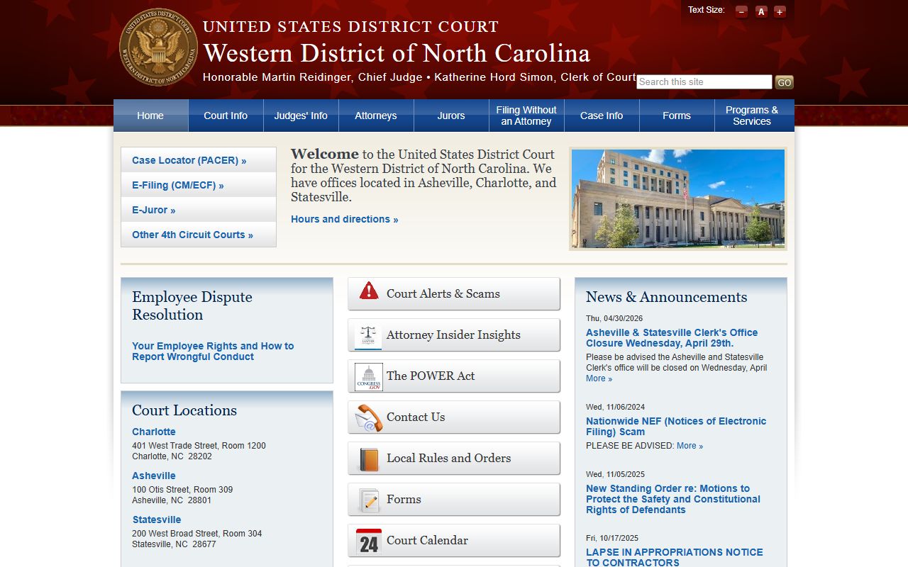 Watauga County federal court records and Western District of North Carolina