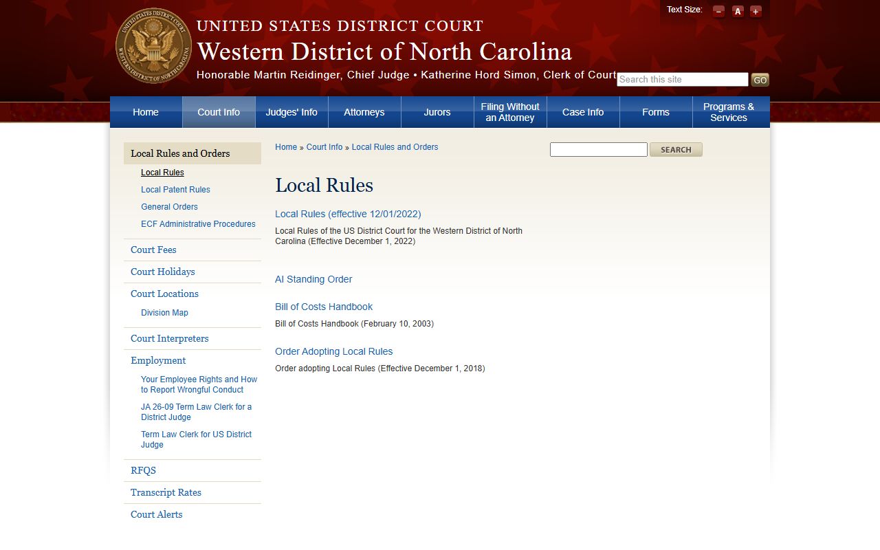Watauga County federal court records and Western District local rules