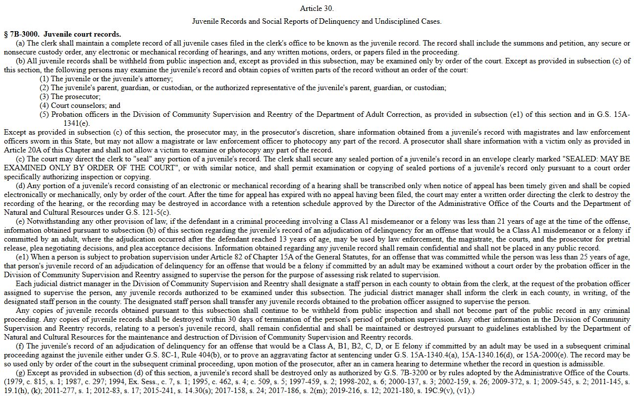 Watauga County probate records and N.C.G.S. 7B-3000 juvenile confidentiality