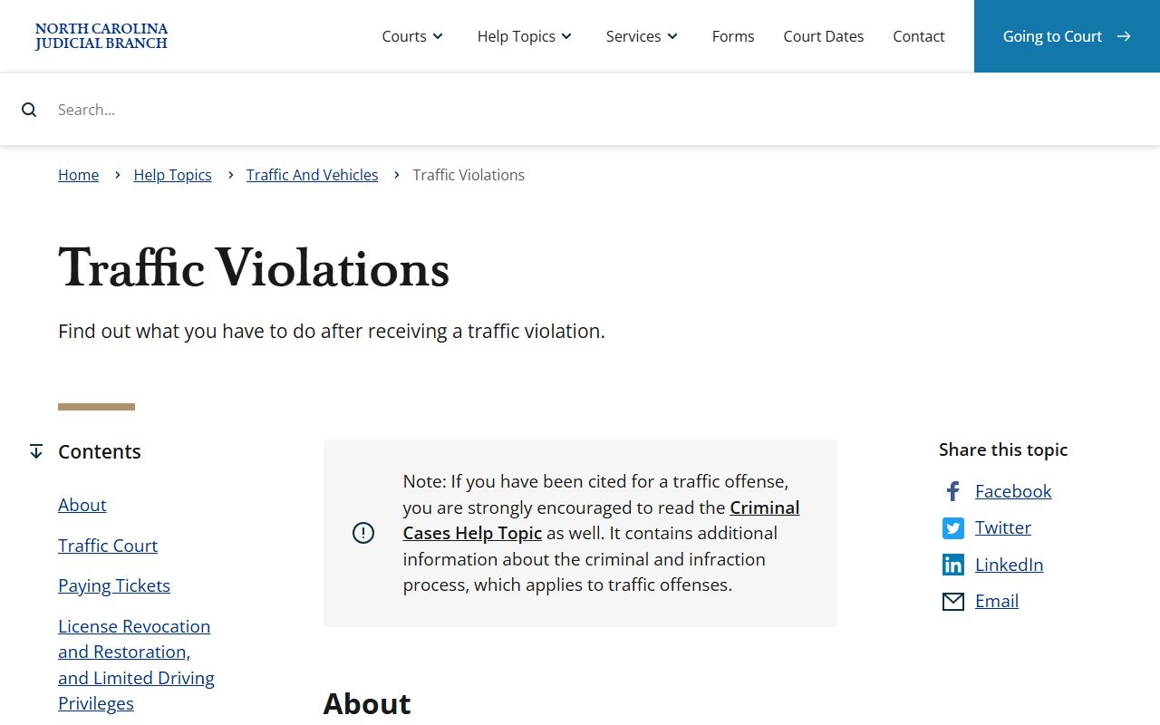 Watauga County traffic court records and North Carolina traffic violations help topic